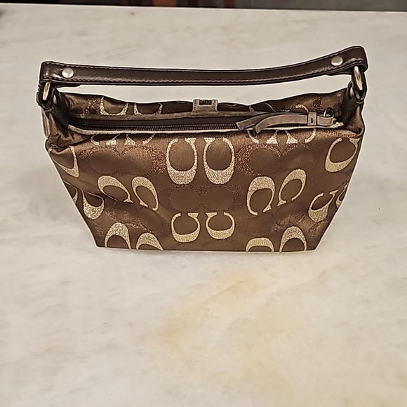 Coach Rare Find • Brown, Gold, Metallic Thread Beaded "C" Demi Collection - Picture 3 of 14